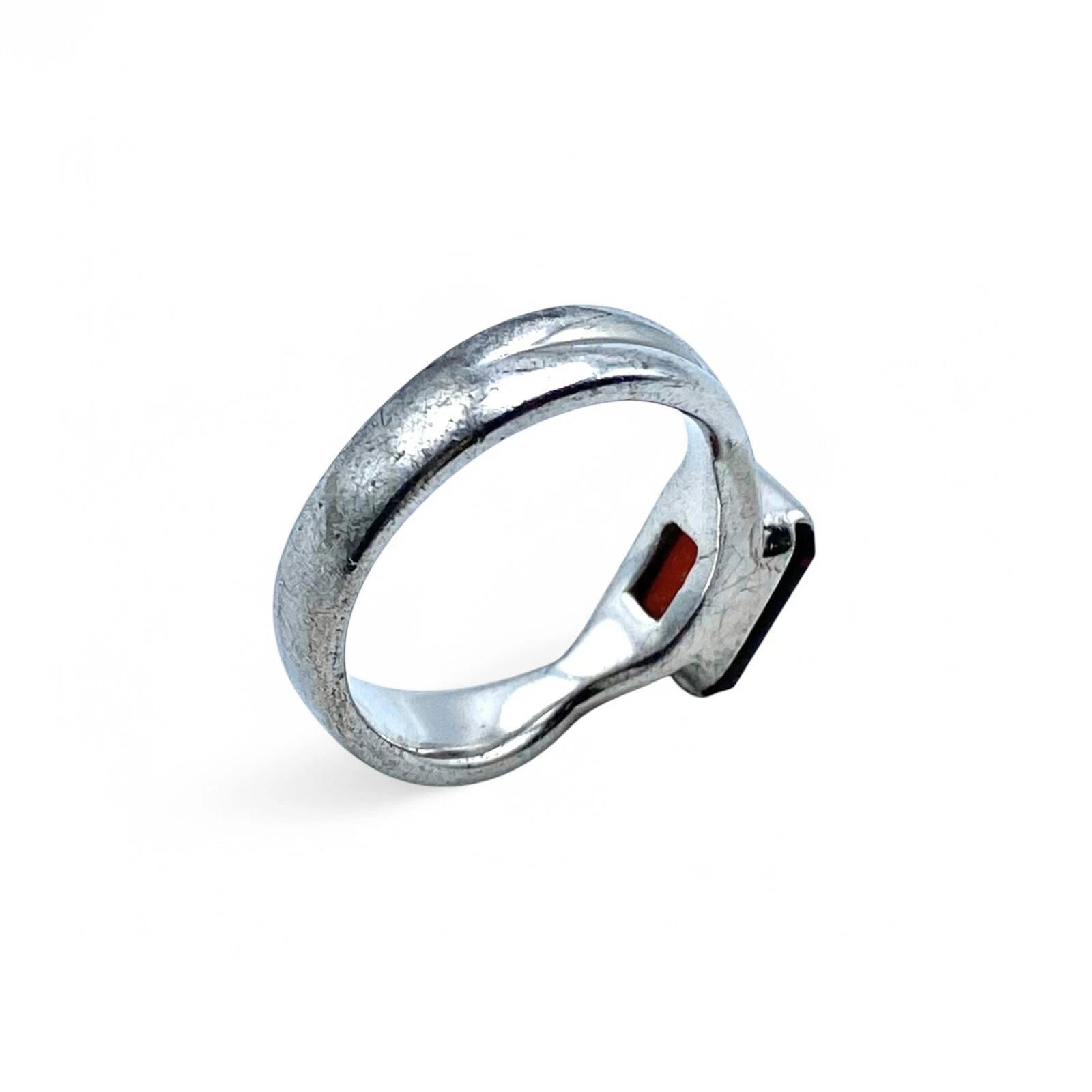 深みある赤】レッドストーン Silver 925 刻印 90s Vintage Design Ring 