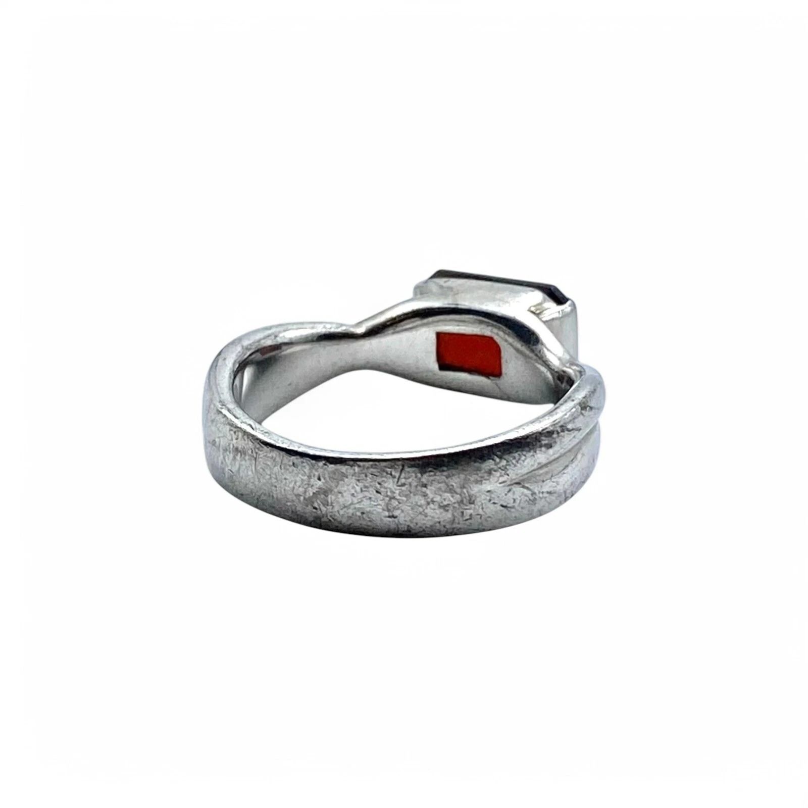 深みある赤】レッドストーン Silver 925 刻印 90s Vintage Design Ring 