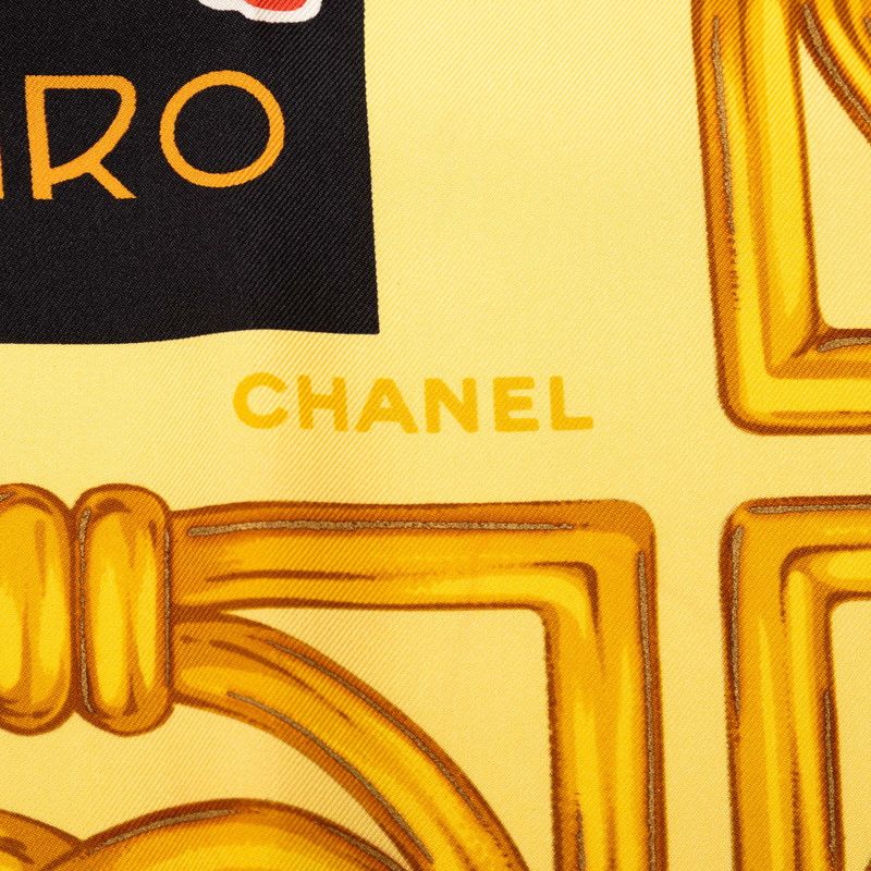 シャネル ココマーク 総柄 イエロー マルチカラー シルク レディース