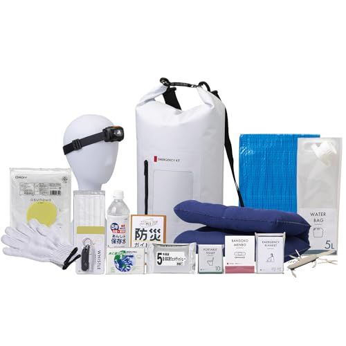 迅速に発送 岸田産業 防災セット 緊急防災17点セット 1000 E 災害 グッズ リュック 非常持ち出し袋 避難グッズ ターポリンバッグ8-1000 54 fe 6677