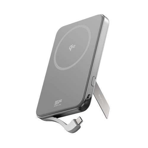 迅速に発送 EcoFlow 5000 mAh エコフロー PD 30 W急速充電対応 Qi 2ワイヤレス充電対応 マグネット式ワイヤレス充電対応 デバイス2台同時充電 スタンド付き USB-Cケーブル付き Magsafe Power Bank 残 073221 d 1