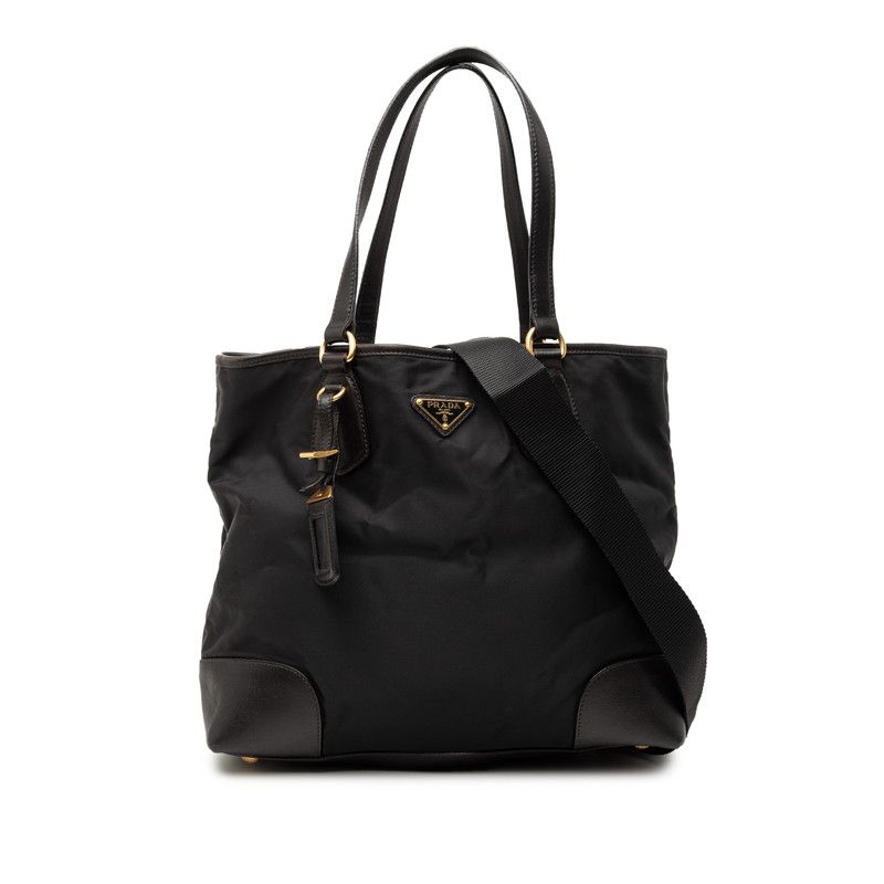 大人気 プラダ PRADA 三角ロゴ ショルダーバッグ　23cm ブラック プラダ 三角ロゴプレート トートバッグ ショルダーバッグ 2WAY M523