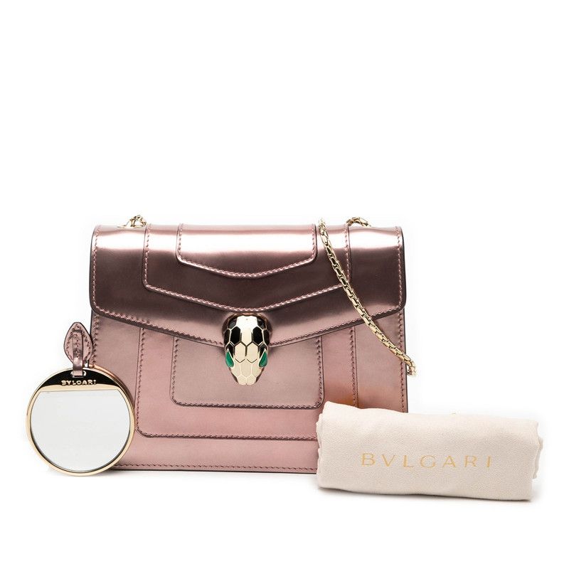 ブルガリ ショルダーバッグ セルペンティ パテントレザー シルバー シルバー カーフレザー セルペンティ フォーエバー デイトゥナイト