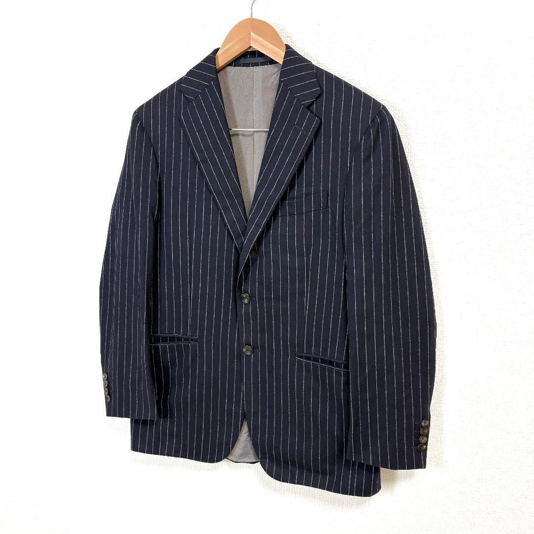 BOGLIOLI DOVER ツイードジャケット　ネイビーストライプ　S 美品】 BOGLIOLI テーラードジャケット 46R ネイビー ストライプ