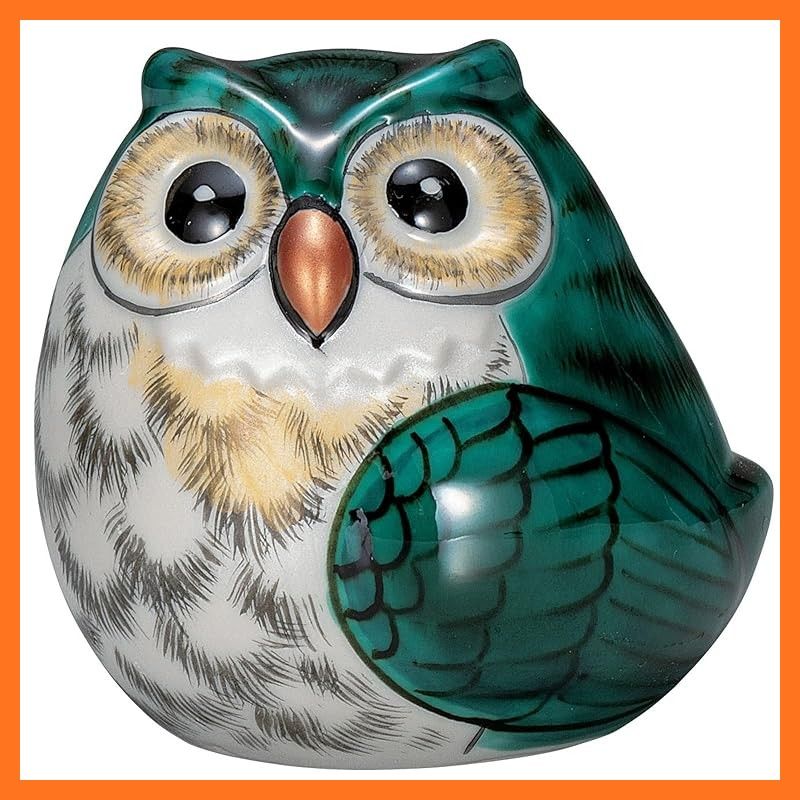 新品】 九谷焼 ふくろう 置物 開運 厄除け 高さ12.5cm 3号 緑釉彩 K9