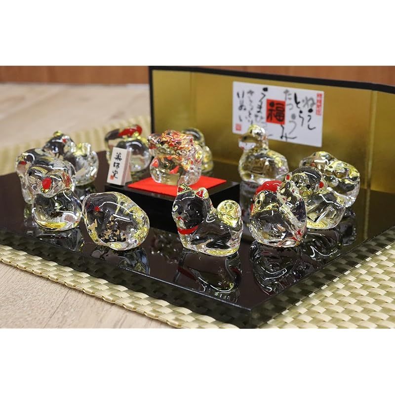  薬師窯 毎年使える 干支の置物 縁起物 クリスタル 十二支飾りセット 指輪スタンド 置物 インテリア小物