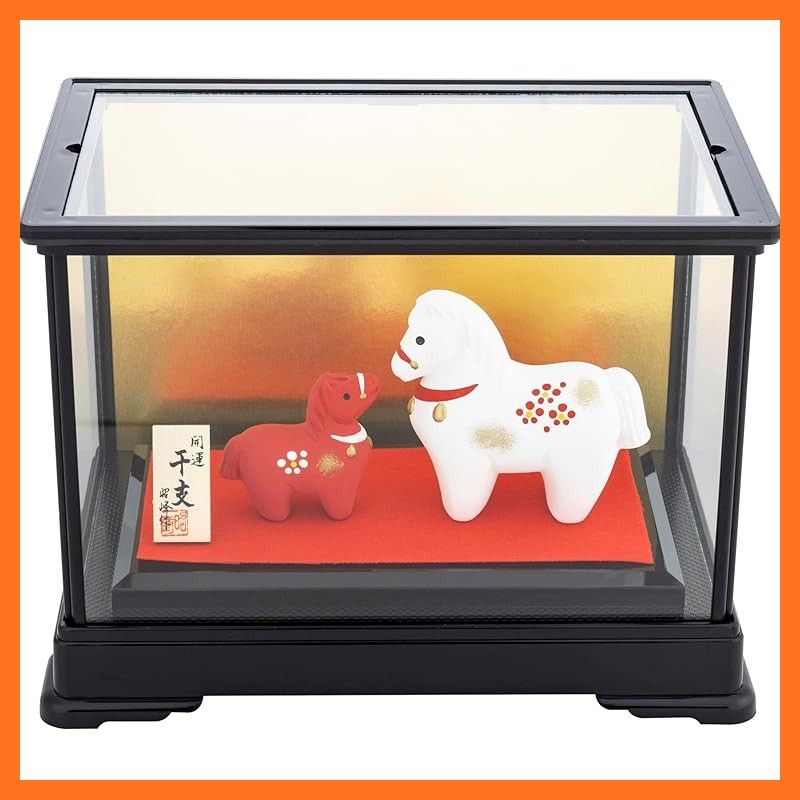 瀬戸陶芸社 2026年 干支 置物 置き物 コンパクト 午 馬 うま 正月飾り 開運 紅白の午親子 ケース入 昭峰窯 145