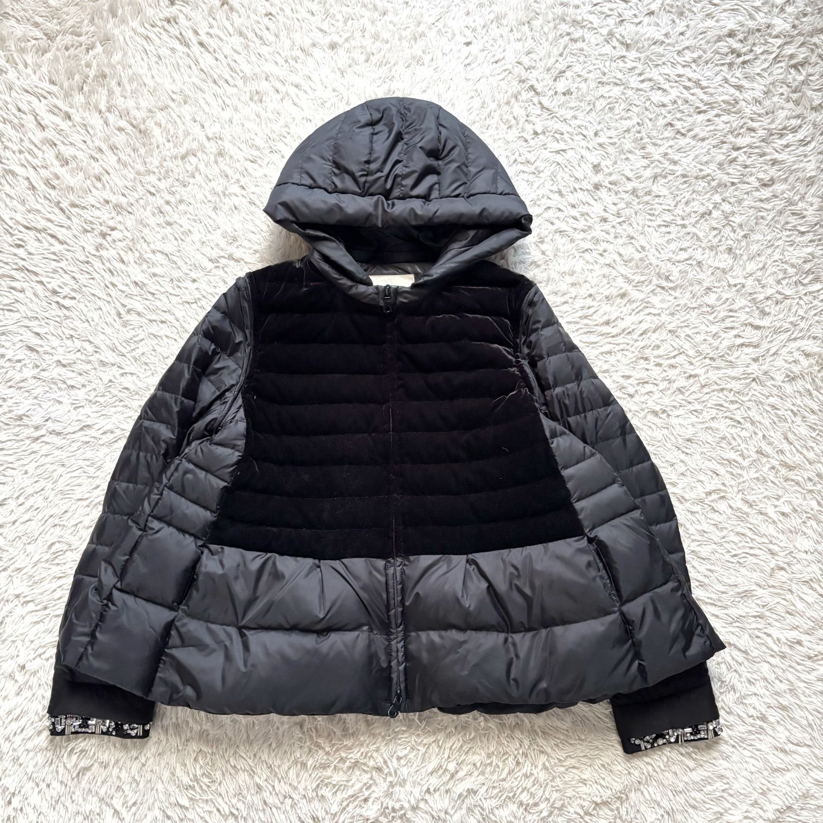 チェスティ CHESTY ペプラム ダウンジャケット 4WAY ビジュー 0 チェスティChesty黒ビジュー付きペプラムダウンジャケット0｜Yahoo