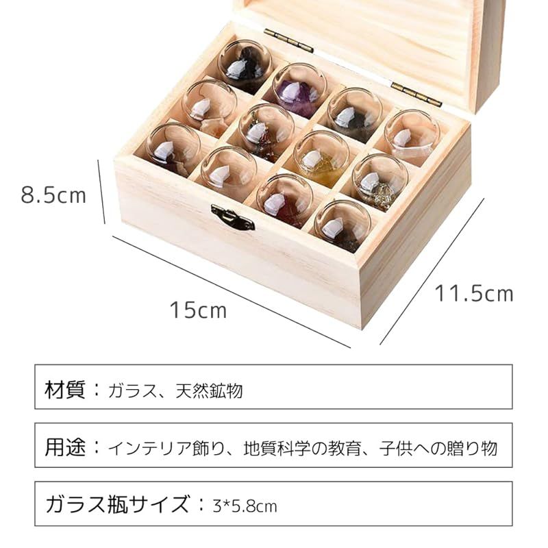 新品】 HIGHAWK岩石標本 天然石 ガラスカバー 鉱石 防塵 置物 木箱 
