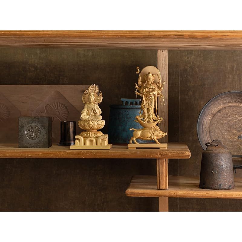 新品】 極小仏 摩利支天 座像 10.5cm（木製：ツゲ 金泥仕上）＿仏像