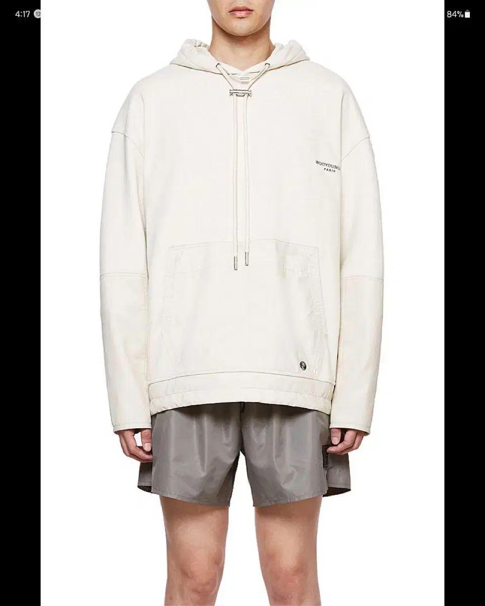 ウーヨンミ 21ss カラーブロック フーディー アイボリー 50