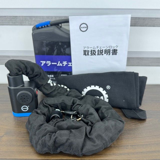 未使用 AKM アラームチェーンロック10mm×1200mm バイク ロック 自転車　オートバイ盗難防止 /515789