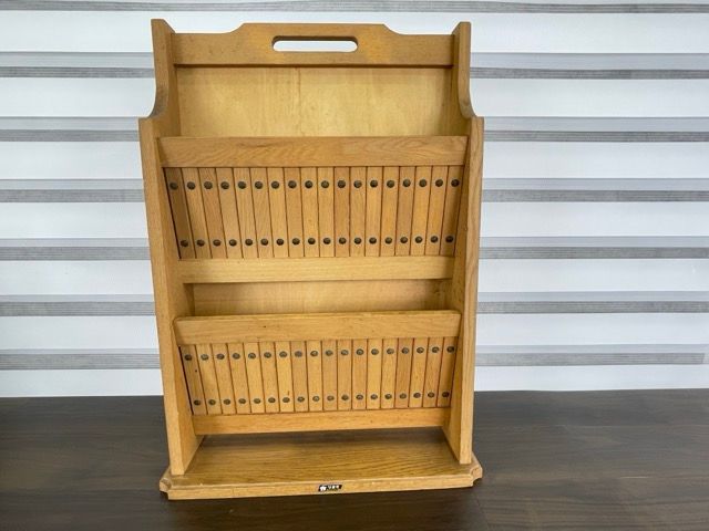 ビンテージ オールドカリモク マガジンラック スリッパラックにも 木製