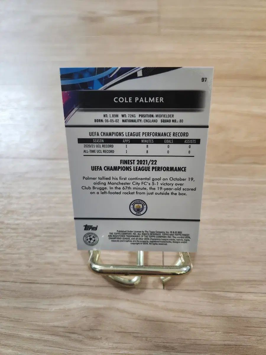 22TOPPS ファイネスト マンチェスターシティ コール・パーマー