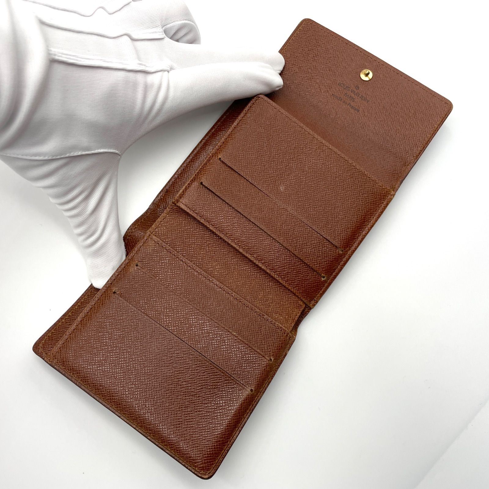 鑑定済み ルイヴィトン ポルトモネ カルトクレディ Wホック 財布 エリーズ 茶 鑑定済み ルイヴィトン ポルトモネ カルトクレディ エリーズ Wホック