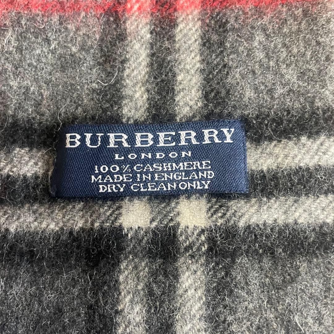 極美品✨バーバリーロンドン カシミヤ100% マフラー チェック グレー 英国製 極美品】バーバリー カシミヤ100% マフラー ノバチェック グレー 英国