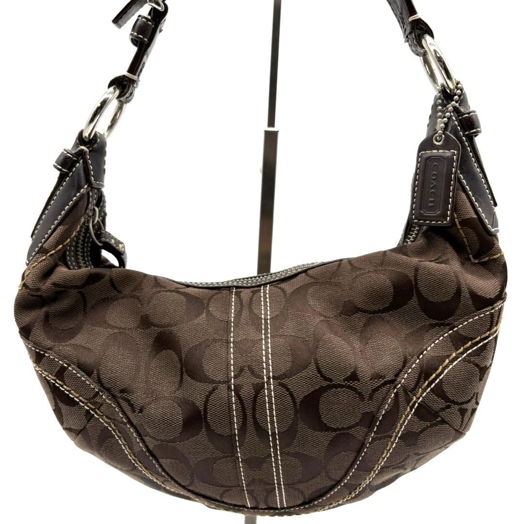 COACH シグネチャー ワンショルダーバッグ ホーボー ブラウン Y2K三日月