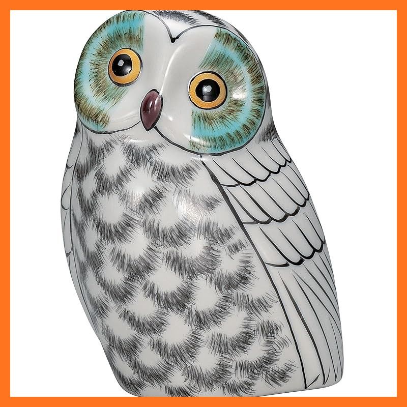 九谷焼 ふくろう 置物 開運 厄除け 高さ12 5cm 4号 白 K9 1694