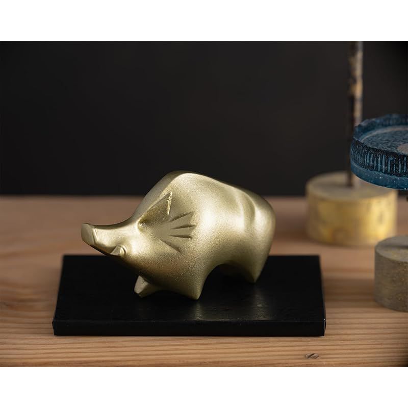 新品】 銀雅堂 開運十二支 干支置物 亥（い、いのしし）金属製＿十二支