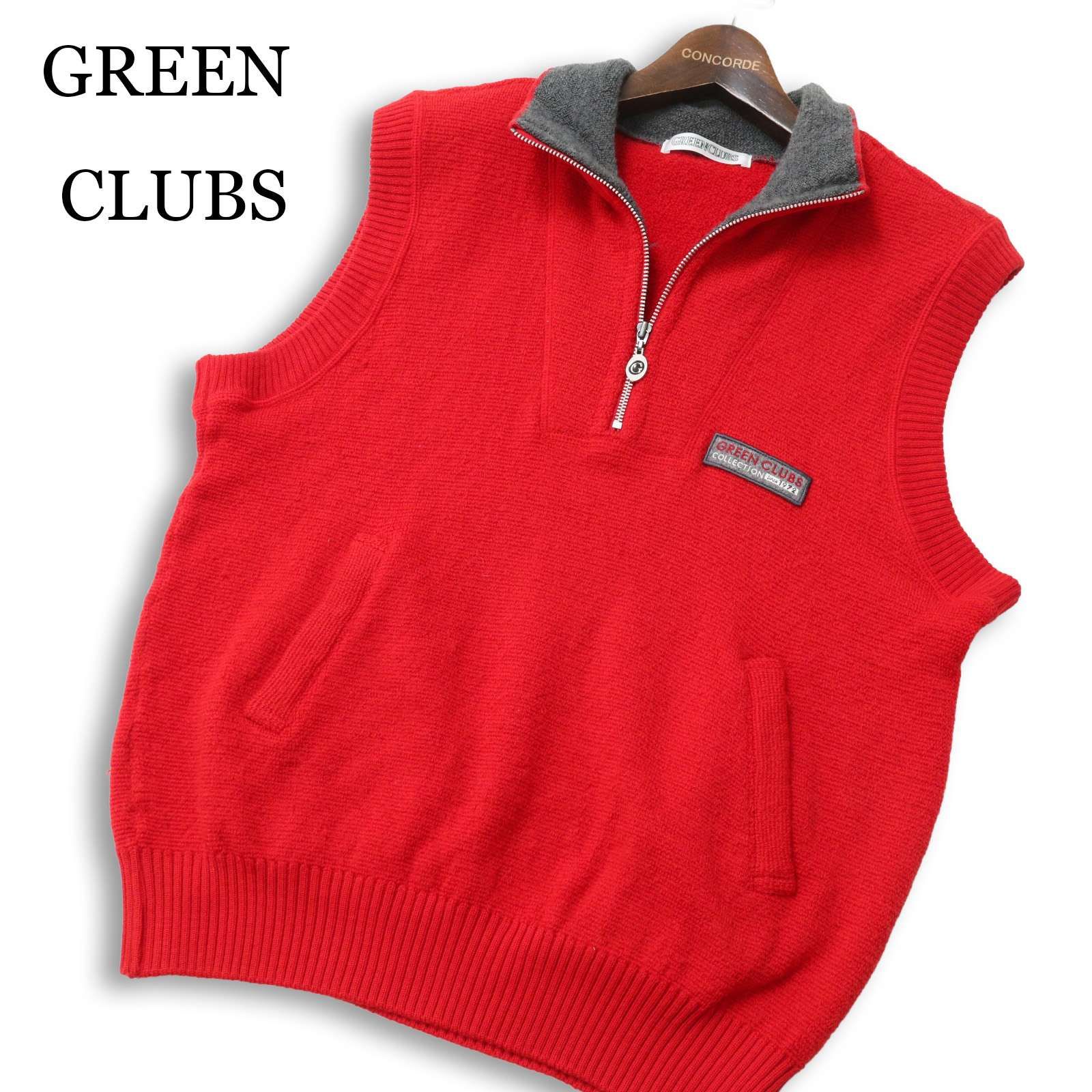 美品】GREEN CLUBS グリーンクラブ 秋冬 ウール100％ ロゴ ハーフ 