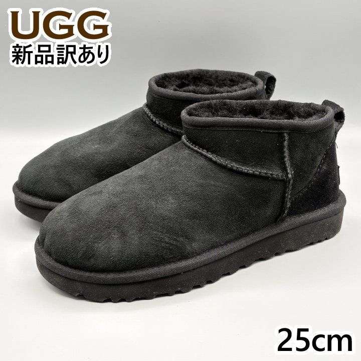 UGG ムートンブーツ ブラック USA8/JP25cm クラシックウルトラミニ