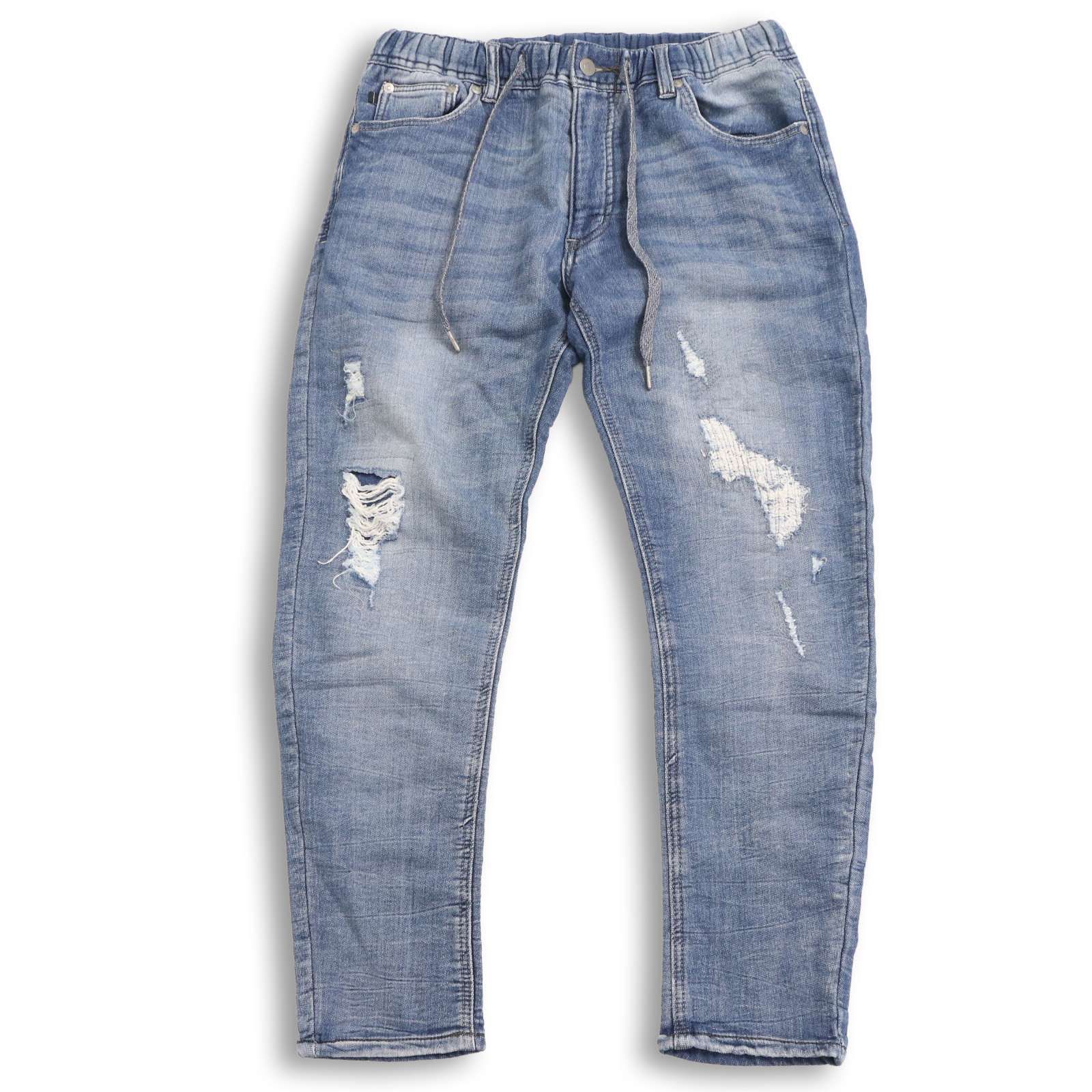 oblekt オブレクト ダメージu0026リペア加工 イージー ストレッチ スウェット デニム パンツ ジーンズ Sz.M メンズ