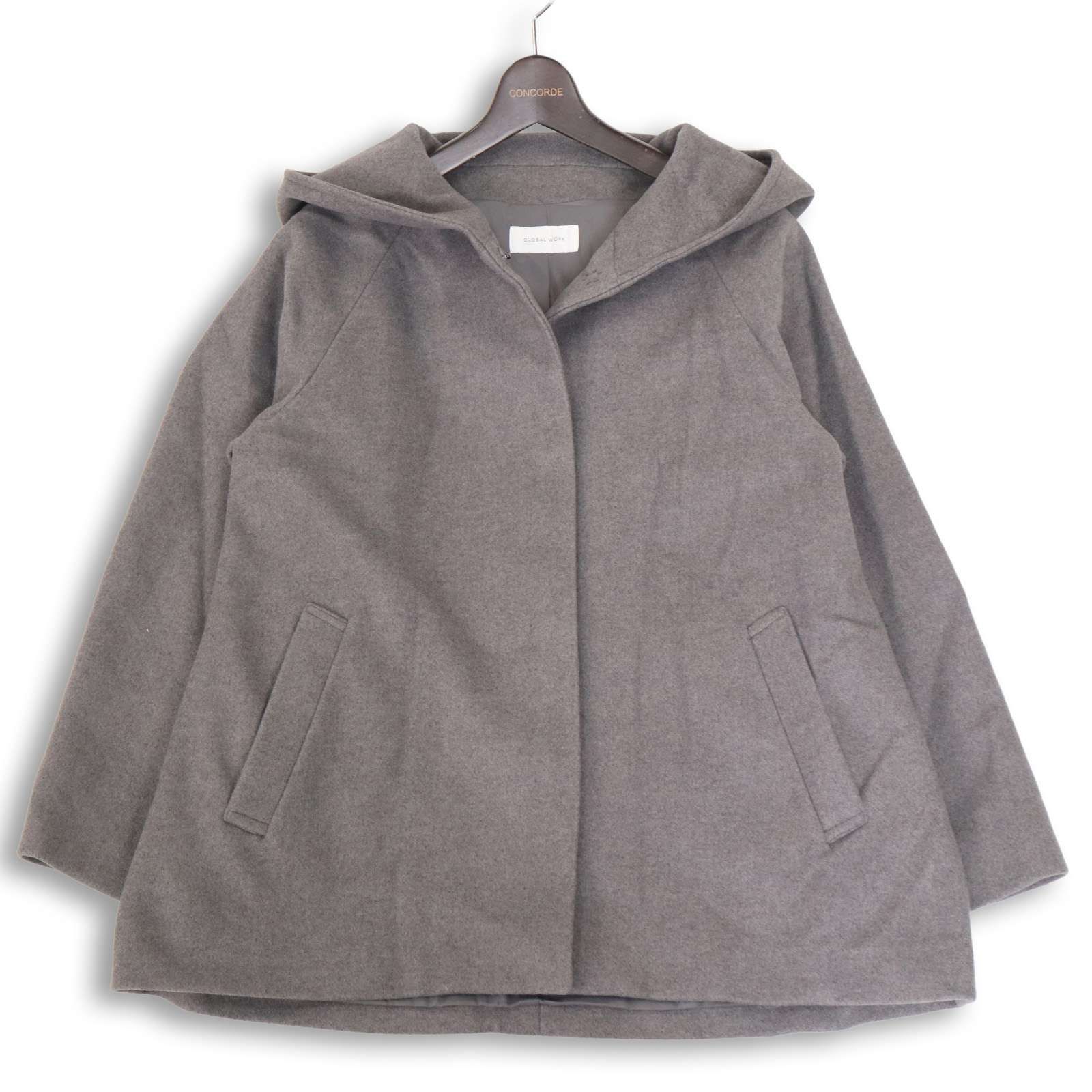 GLOBAL WORK グローバルワーク 秋冬☆ フーデッド ラグラン コート Sz.L レディース 灰 - メルカリ