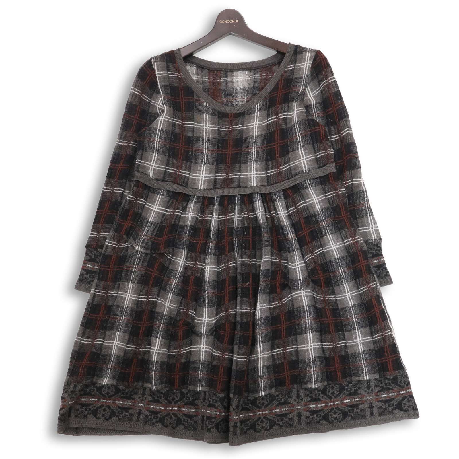 7日まで値下げ‼️センソユニコio comme io チェックワンピース未使用 io comme io イオコムイオ センソユニコ 秋冬 ニット☆ チェック