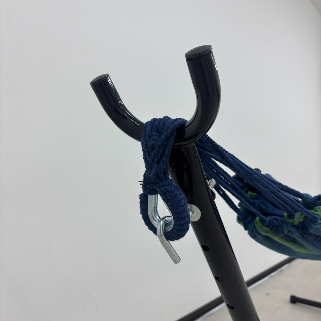 ハンモック ストライプ 自立式 折りたたみ 室内 屋外 キャンプ 収納