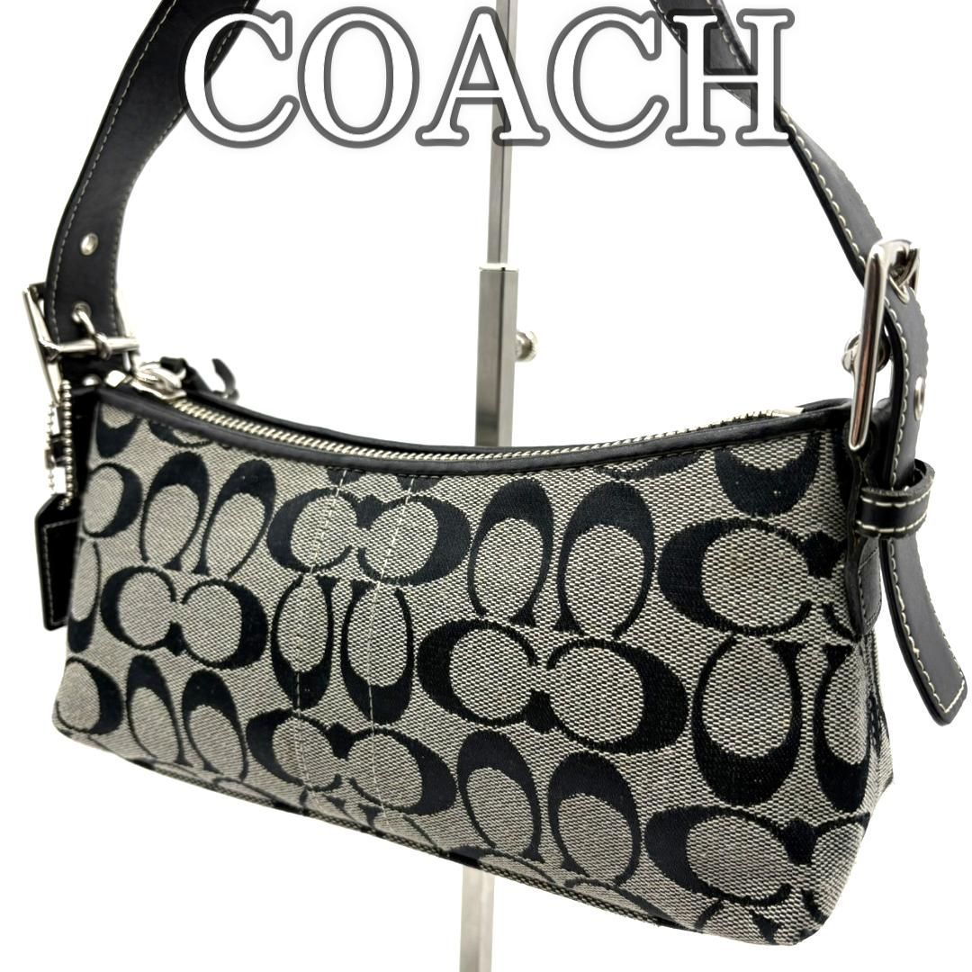 コーチ COACH アクセサリーポーチ キャンバス シグネチャー グレー