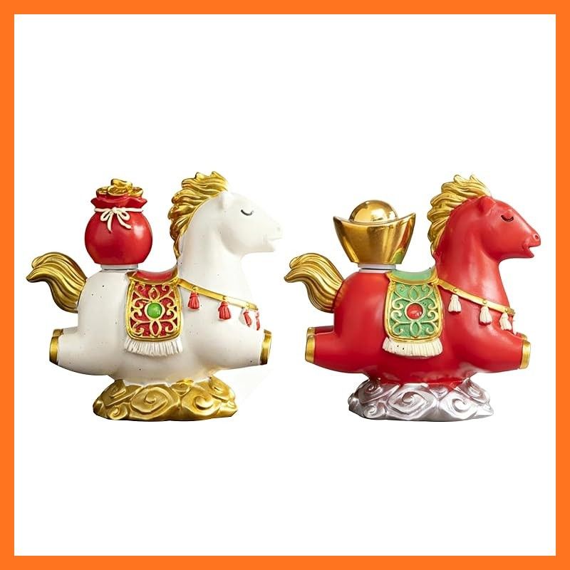 新品】 koundeneko 2026年 干支 置物 紅白の馬 2点セット 中国 春節 旧