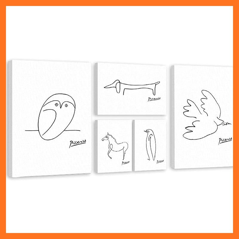 CREA アートパネル ピカソ 5枚セット 壁掛け インテリア 絵画 ふくろう モダン デザイン 平和 ハト 馬 犬 ペンギン