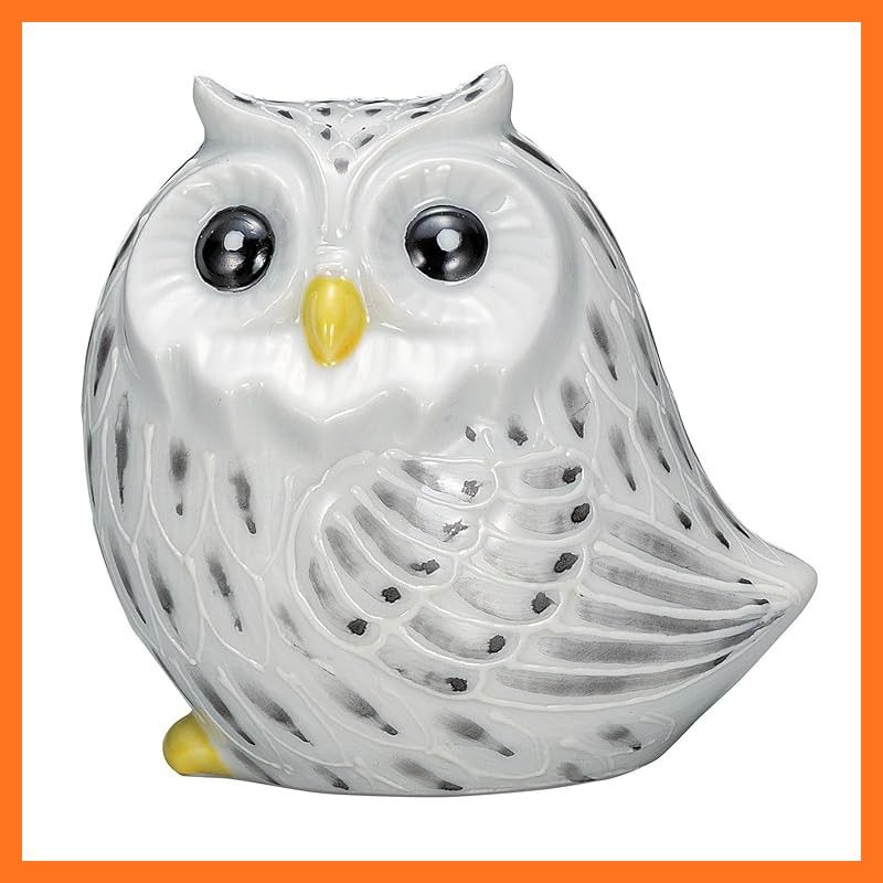 九谷焼 ふくろう 置物 開運 厄除け 高さ9 6cm 3 2号 白盛黒 K9 1692