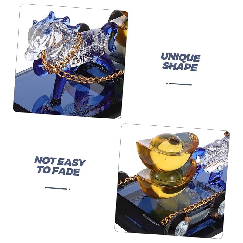 置物 新品】 Zerodeko クリスタル馬車置物 風水富飾り 元宝付き 十二支午年