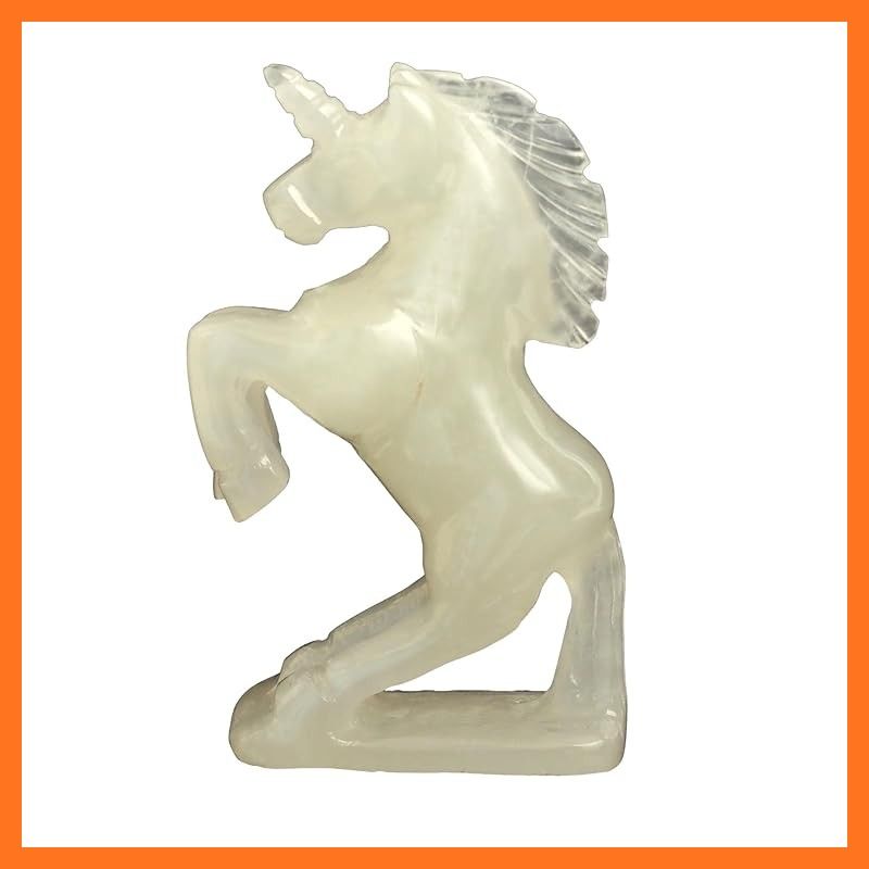 新品】 RELIGTH 天然石 ユニコーン 馬 置物 メノウ製 開運 風水 グッズ