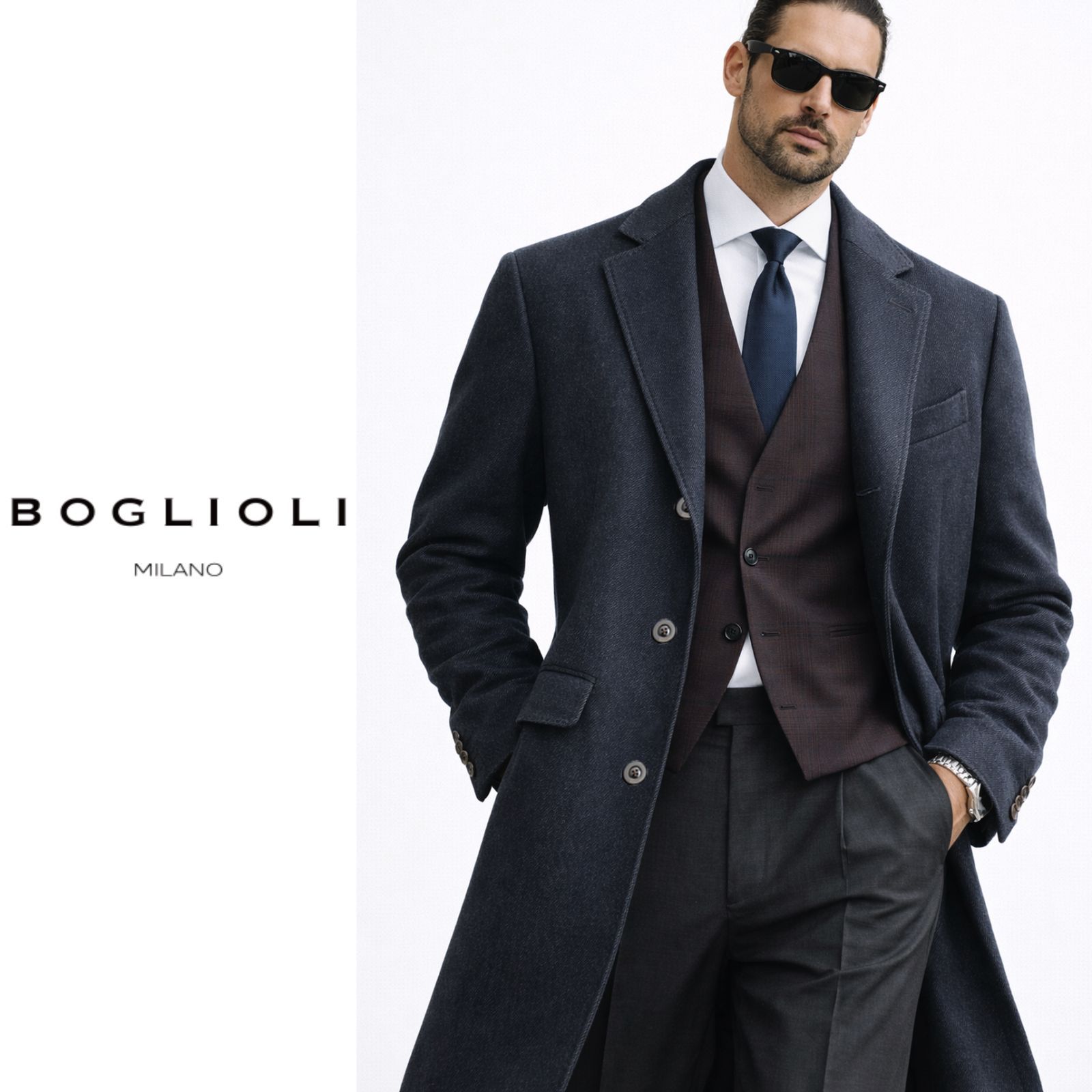 dt170○54○BOGLIOLIボリオリ○繊細なメランジウールチェスターコート