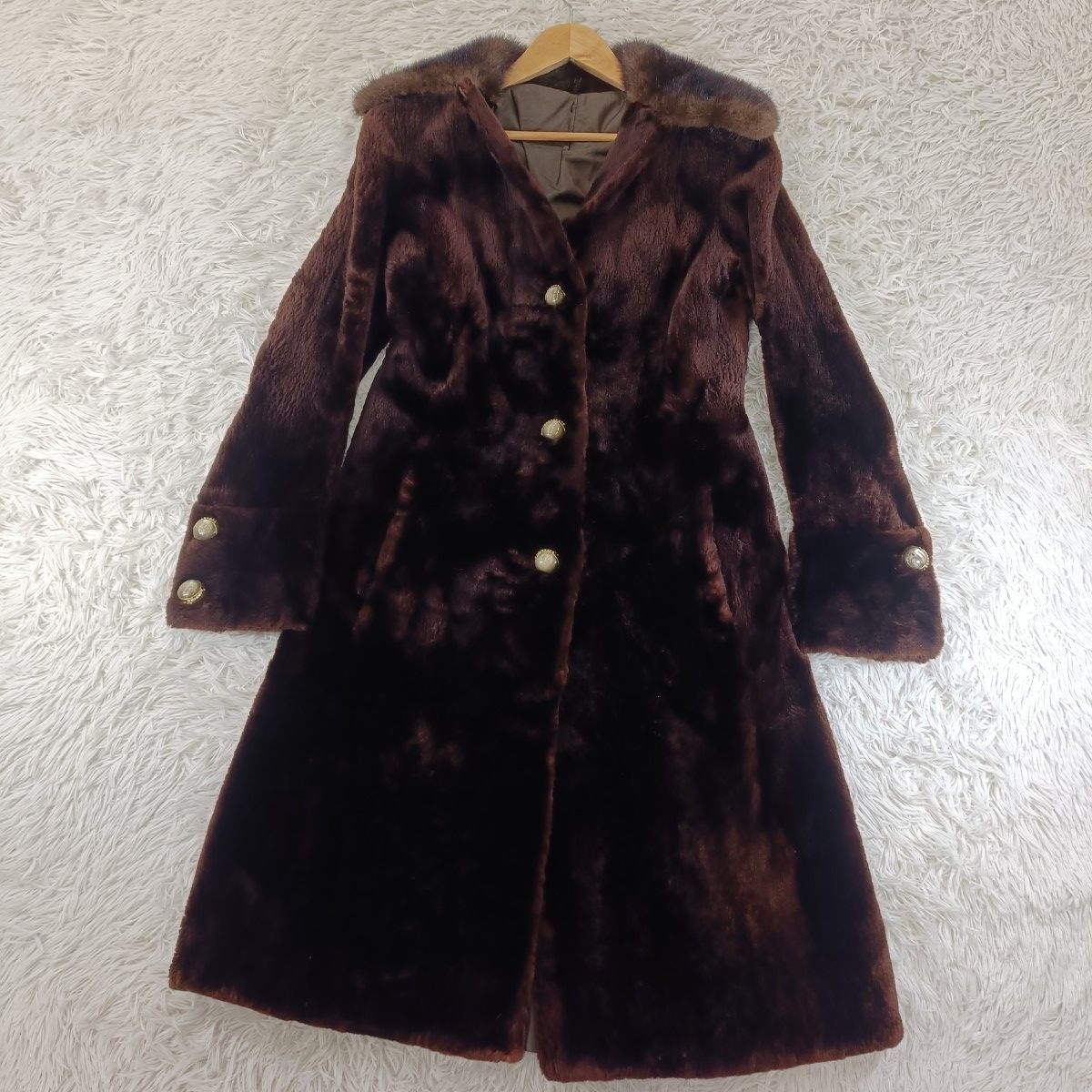 着丈102cm シェアードミンク 襟ミンクファー ファーコート ミンク