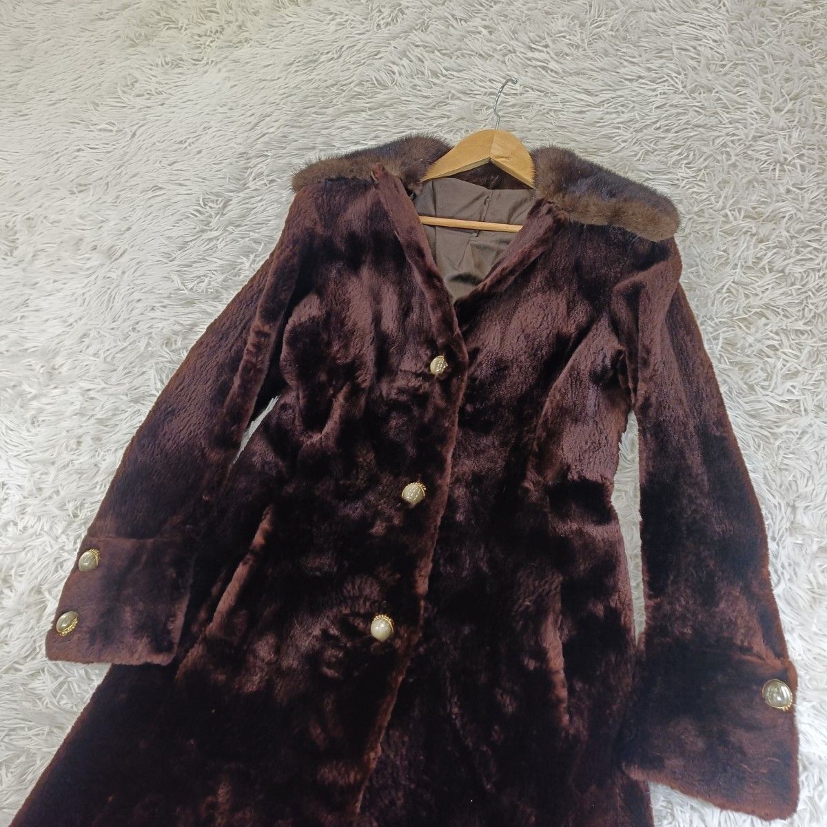 着丈102cm シェアードミンク 襟ミンクファー ファーコート ミンク