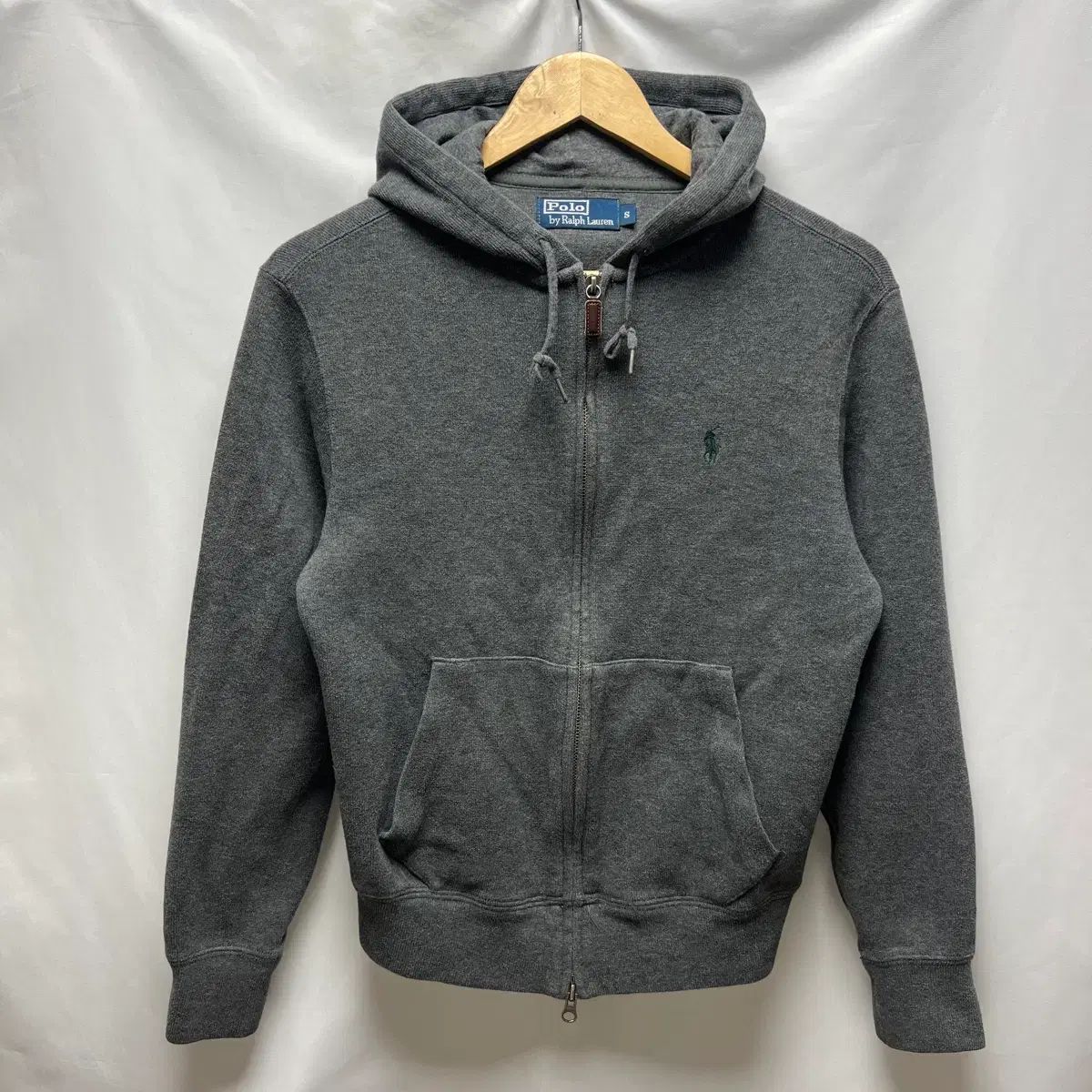 Polo by Ralph Lauren ダークグレー ジップアップフーディ 正規品/S ポロ ラルフローレン チャコールグレー フードジップアップ