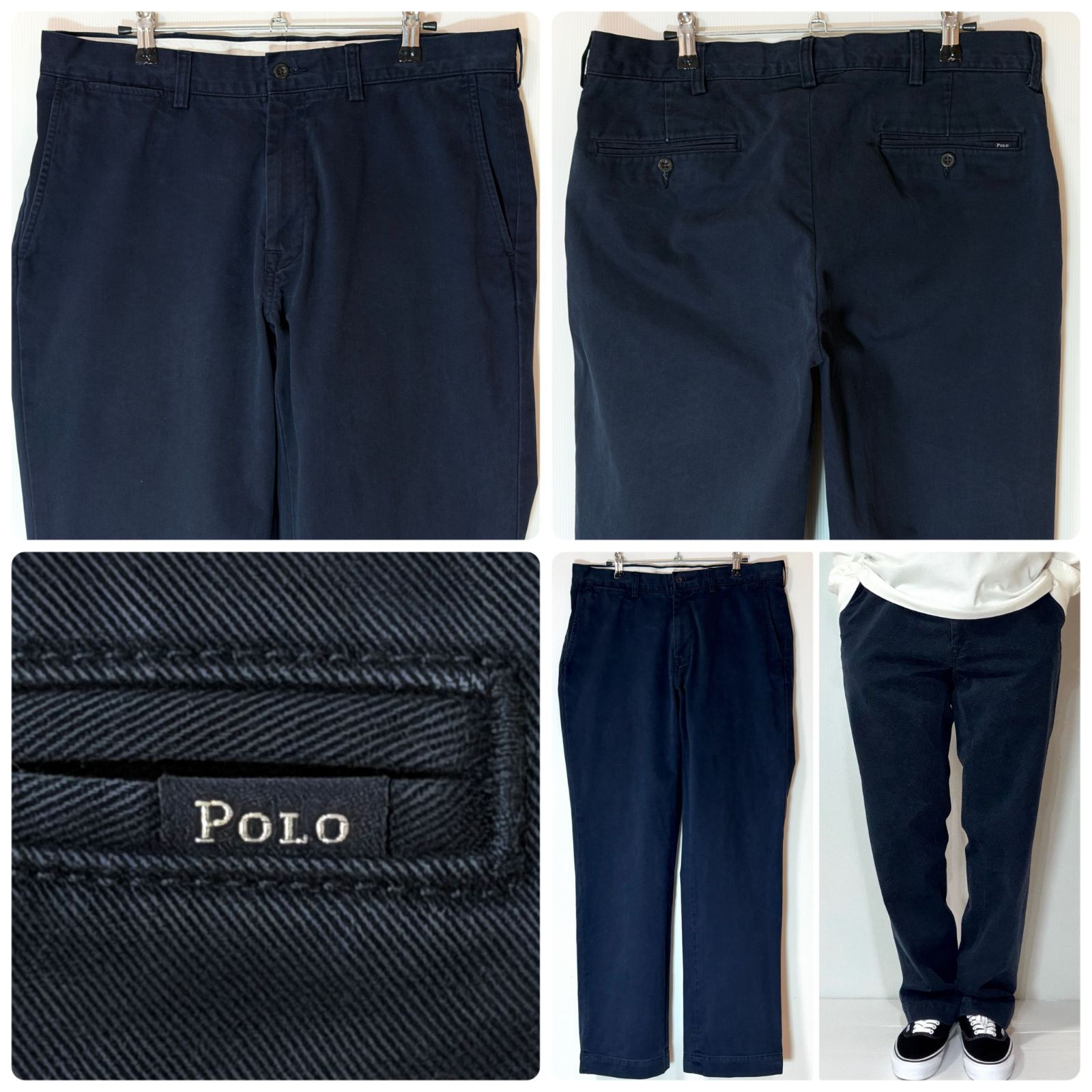 希少デッドストックPoloRalphLaurenラルフローレンチノパンW32濃紺 美色 Polo Ralph Lauren ポロラルフローレン ノータック チノパン