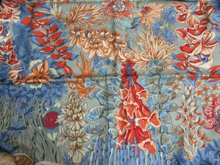 エルメス HERMES スカーフ カレ90 無人島 キノコ 花柄 シルク100% 専用