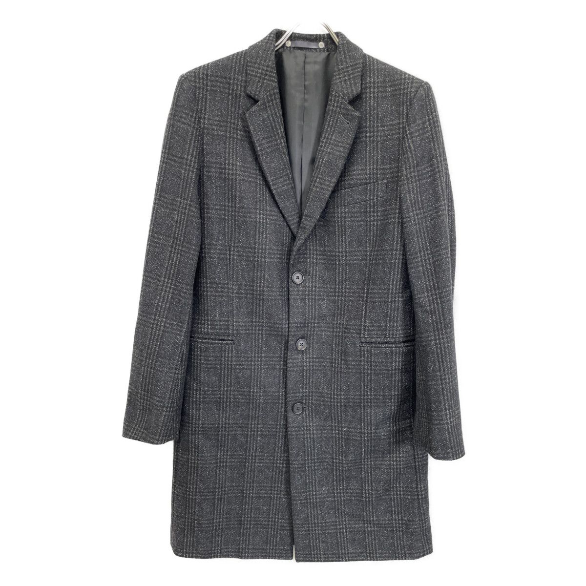 PS Paul Smith ピーエスポールスミス ﾌﾞﾗｯｸ ｳｰﾙ混 ﾁｪｯｸ柄 ﾁｪｽﾀｰｺｰﾄ M