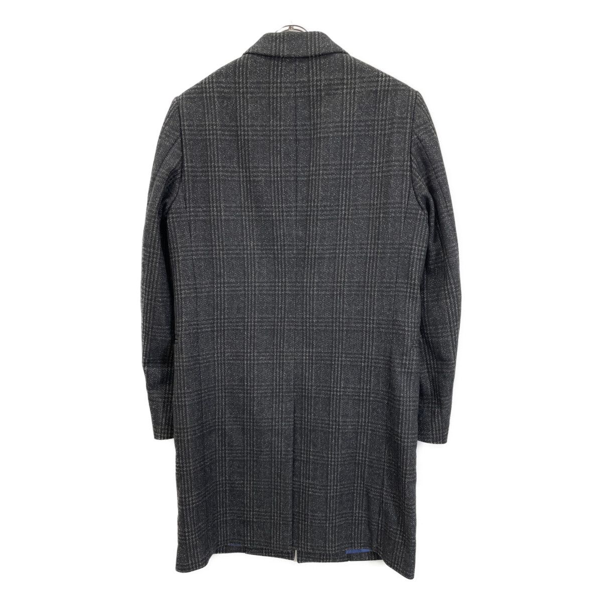 PS Paul Smith ピーエスポールスミス ﾌﾞﾗｯｸ ｳｰﾙ混 ﾁｪｯｸ柄 ﾁｪｽﾀｰｺｰﾄ M