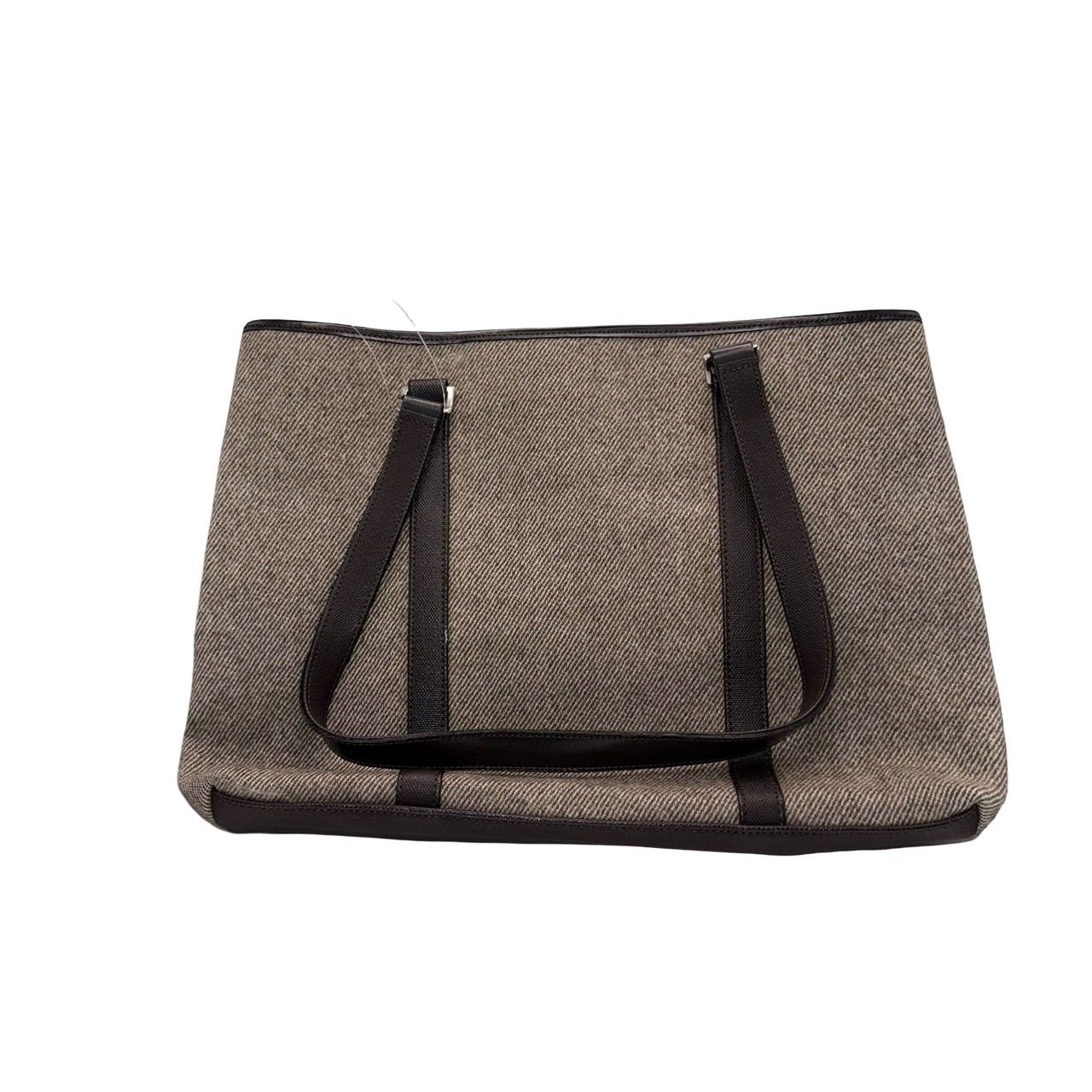 キタムラ（Kitamura）トートバッグ レザーパッチ ブラウン グレー A4可