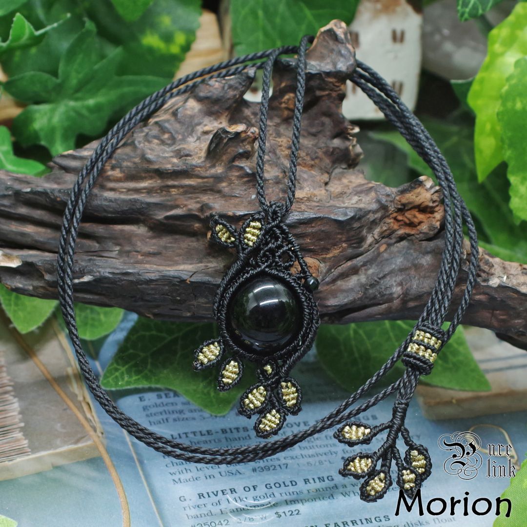 【大玉】モリオンのオリジナルデザインマクラメチョーカー モリオン』生命の樹・邪気を払う黒水晶マクラメ編みネックレス - メルカリ