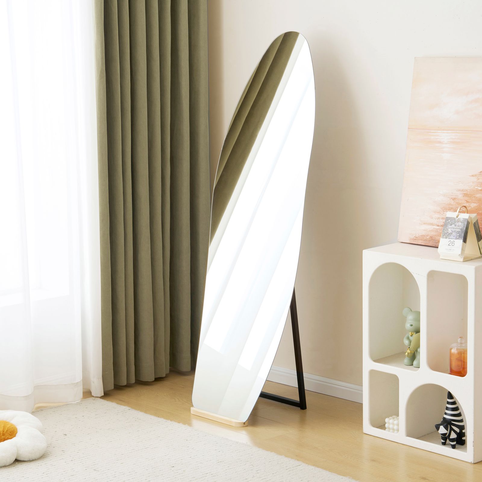 【55×155cm】姿見 ウェーブミラー 全身鏡 スタンド 壁掛け 立て掛け ウェーブ形LEDなし】【45×155cm】全身鏡 ミラー 玄関 全身 姿見