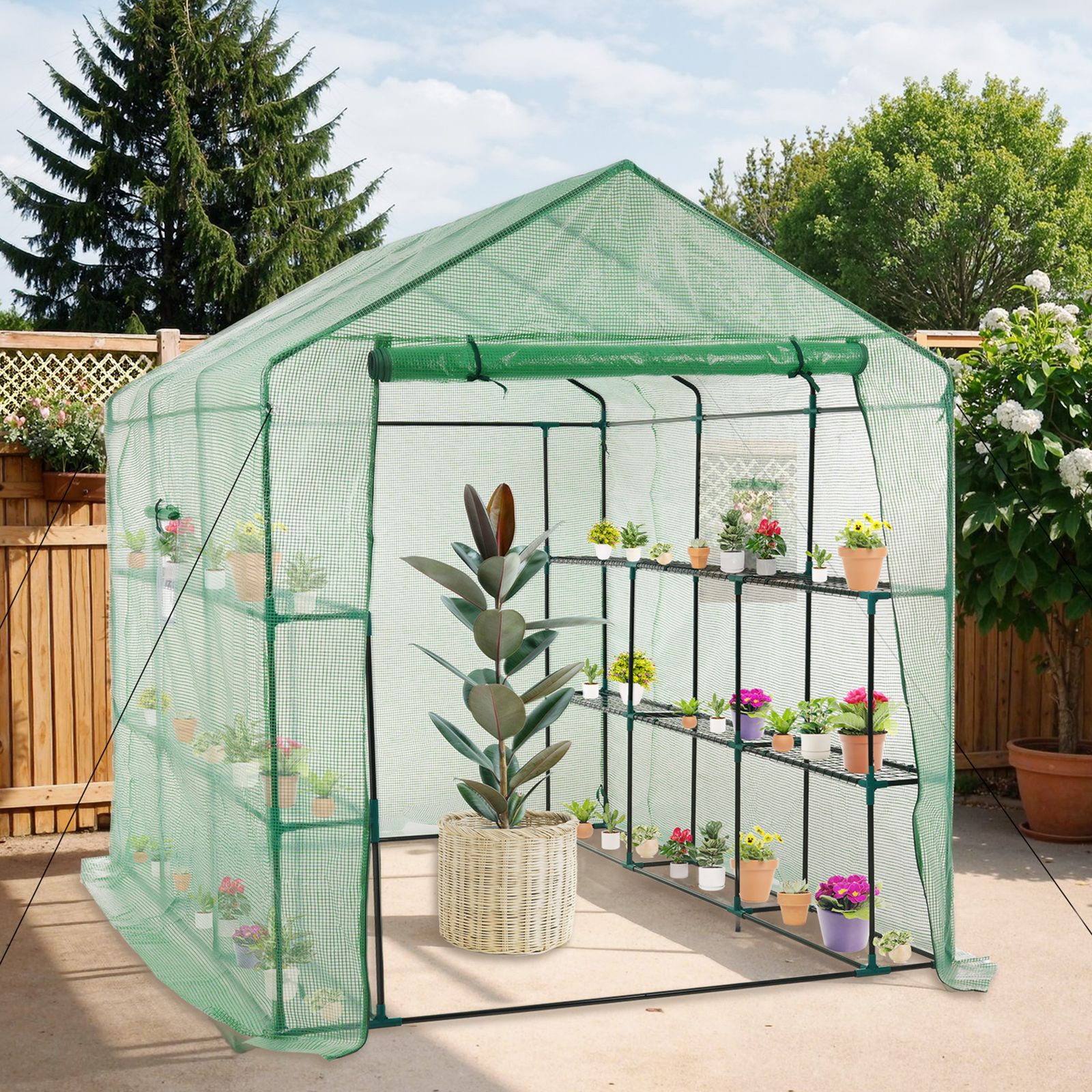 ビニール温室 大型 W183cm×D244cm×H213cm 温室 左右2段 ベランダ 家庭