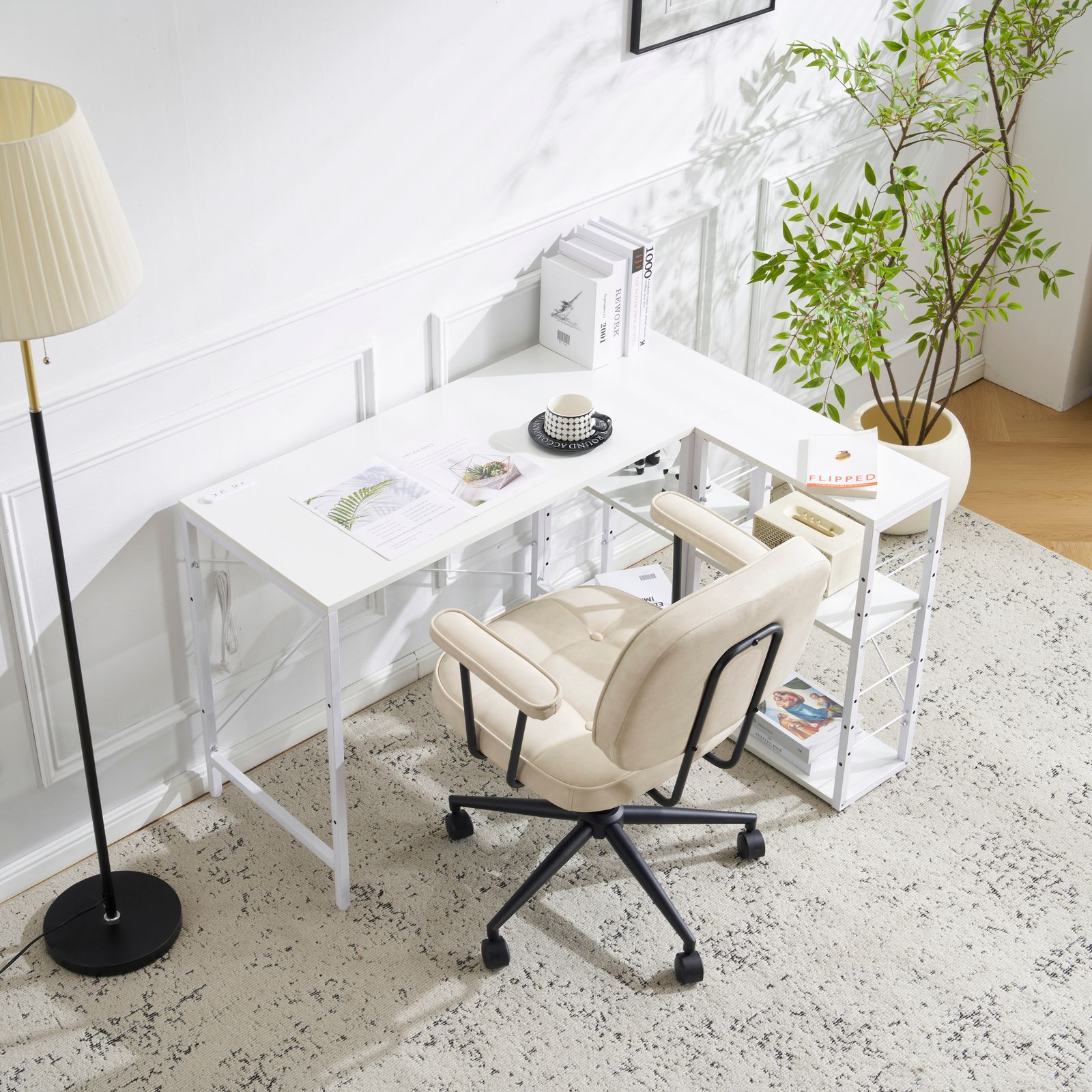 一体分離多用型パソコンデスク パソコンデスク ラック付き デスク