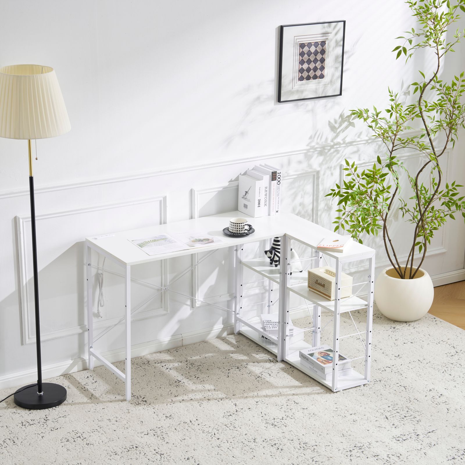 一体分離多用型パソコンデスク パソコンデスク ラック付き デスク