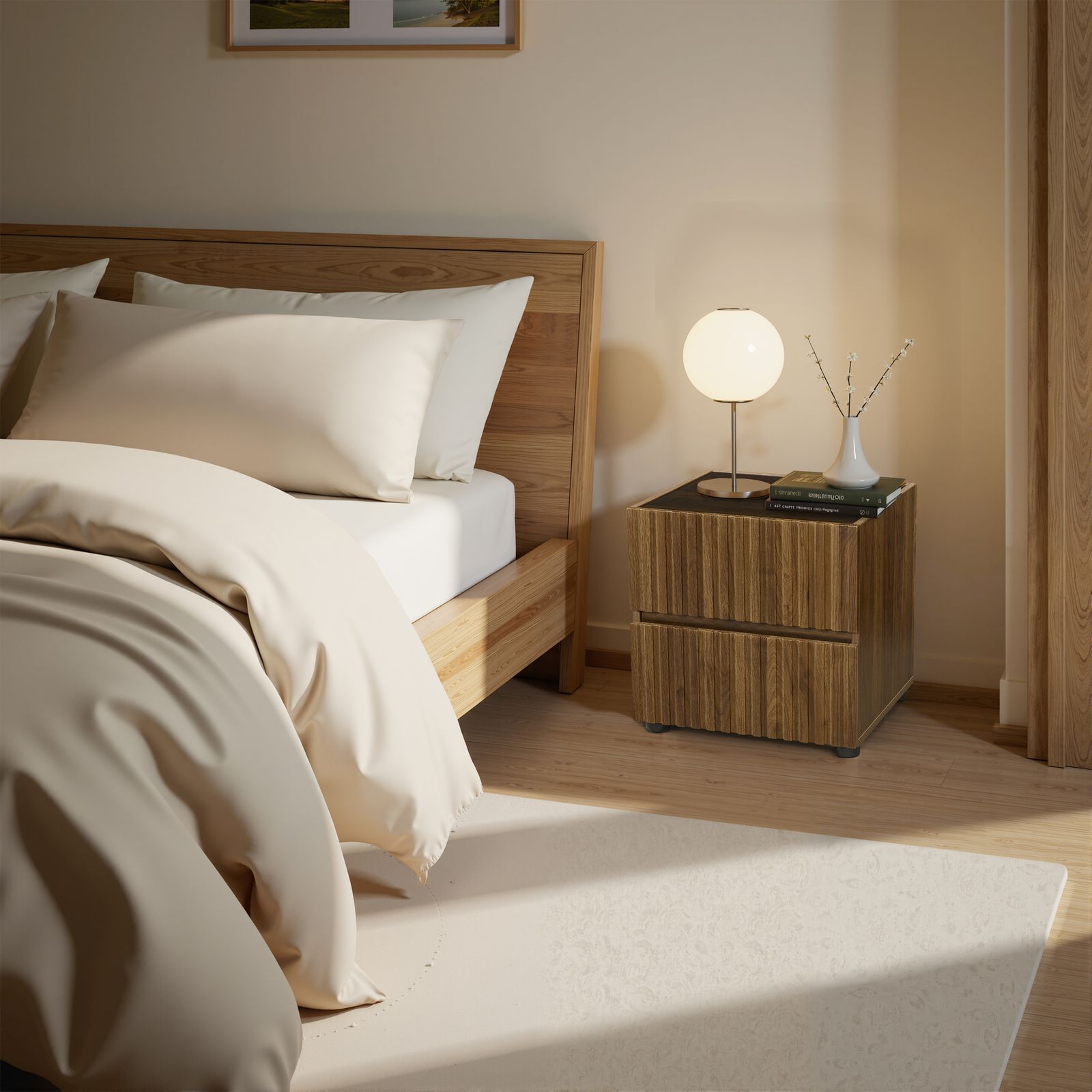 新作】チェスト サイドテーブル キャビネット ルーバーデザイン 縦格子